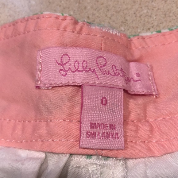 LILLY PULITZER TOILE PRINT BUTTERCUP SHORTS GREEN PINK SIZE 0 - Picture 10 of 15